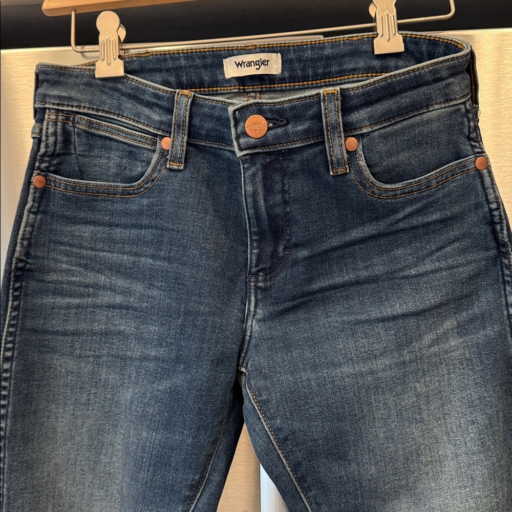 Wrangler Spat Low Rise Jean Dark Blue Skinny Jeans with Zipper Accents - Picture 4 of 11